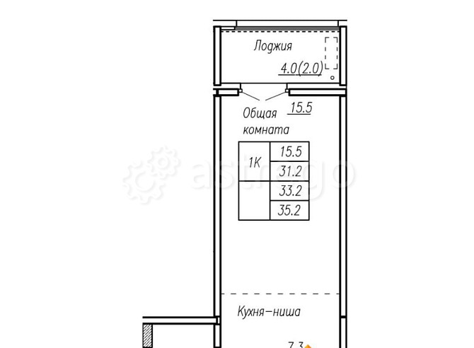 1-комн. квартира, 33.2 м2, 15/17 эт. Барнаул - изображение 1