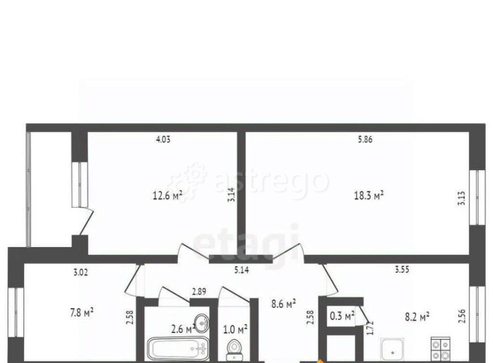3-комн. квартира, 59.1 м2, 3/5 эт. Коряжма - изображение 6
