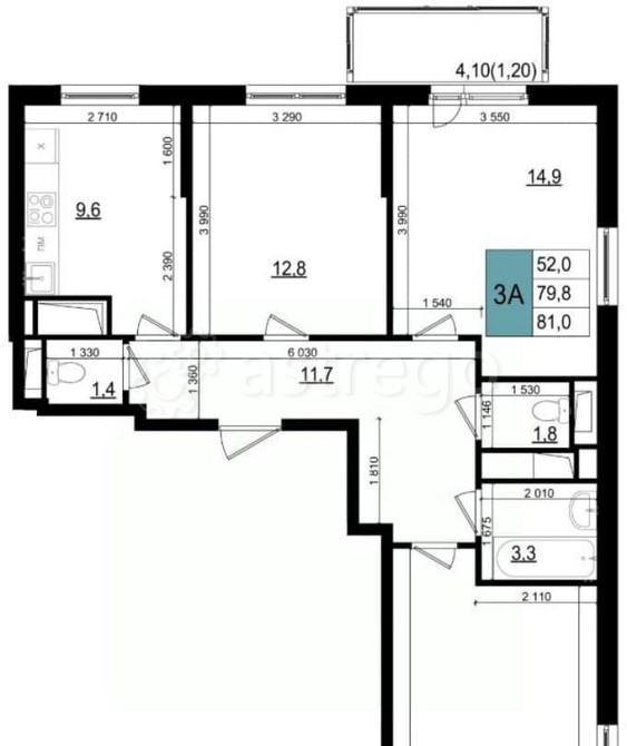 3-комн. квартира, 81 м2, 15/25 эт. Одинцово - изображение 1