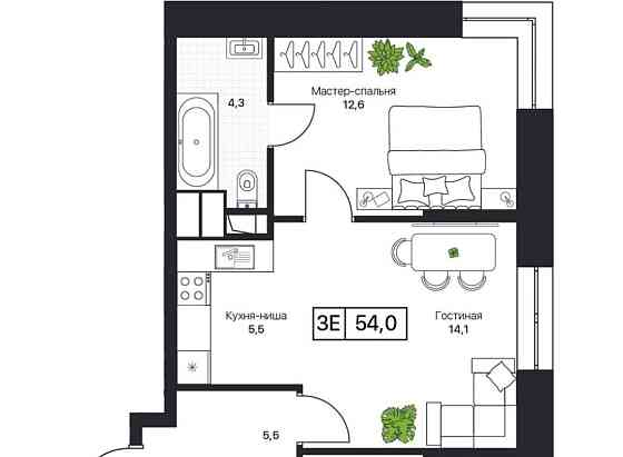 3-комн. квартира, 54 м2, 4/17 эт. Пушкино