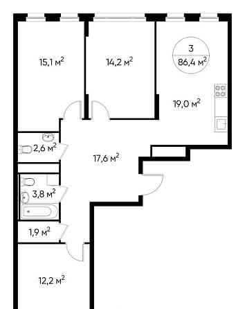 3-комн. квартира, 86 м2, 8/17 эт. Москва