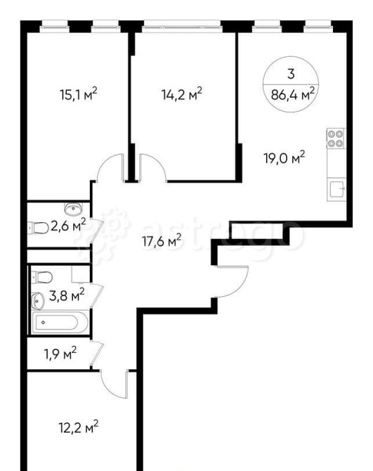 3-комн. квартира, 86 м2, 8/17 эт. Москва - изображение 1