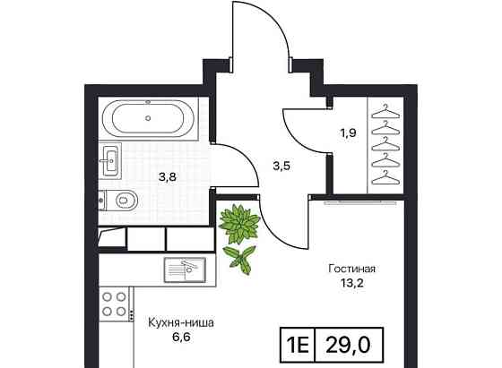 Студия, 29.2 м2, 5/17 эт. Пушкино