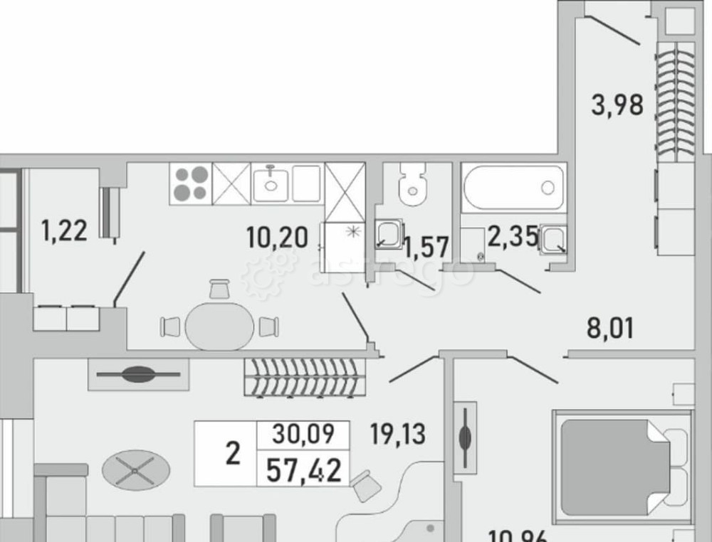 2-комн. квартира, 57.6 м2, 15/25 эт. Уфа - изображение 6