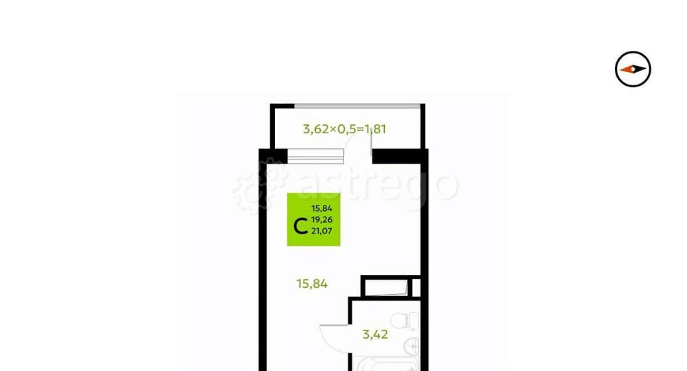 Студия, 21.07 м, 1/8 эт. Яблоновский - изображение 6