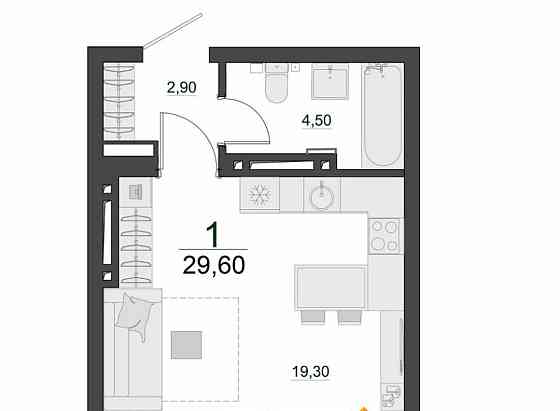 Студия, 30.4 м2, 2/23 эт. Красноярск