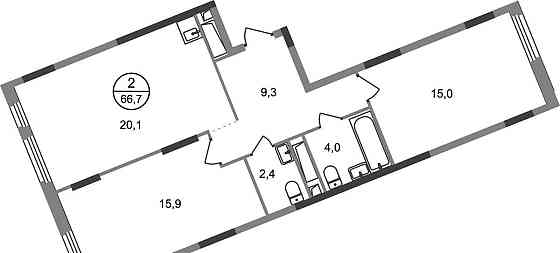 2-комн. квартира, 66 м2, 11/17 эт. Москва