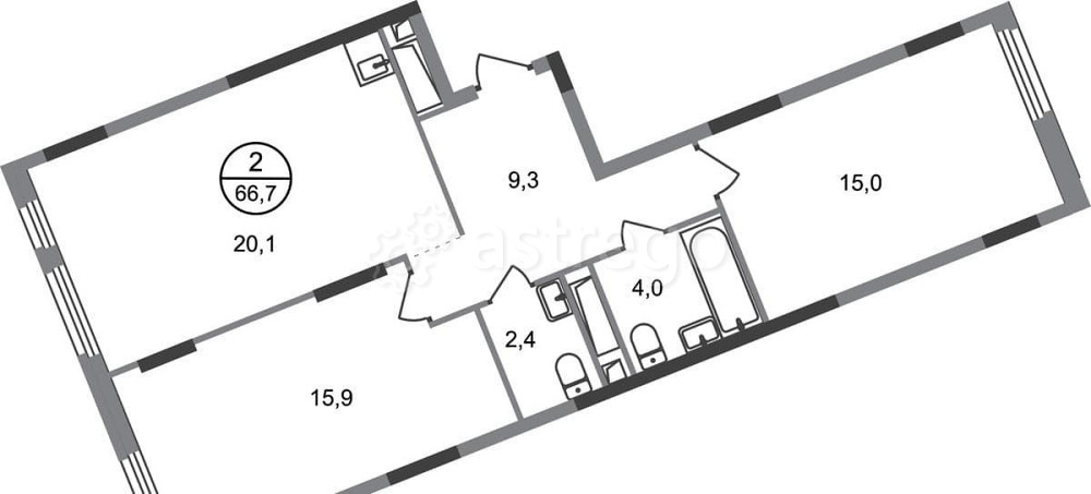 2-комн. квартира, 66 м2, 11/17 эт. Москва - изображение 1