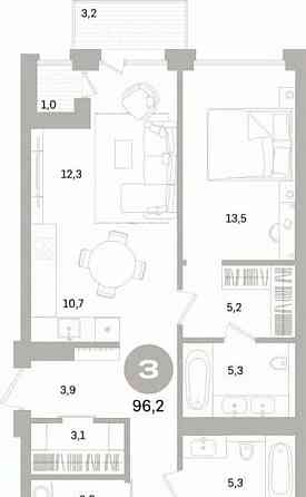 3-комн. квартира, 96.15 м2, 3/10 эт. Санкт-Петербург
