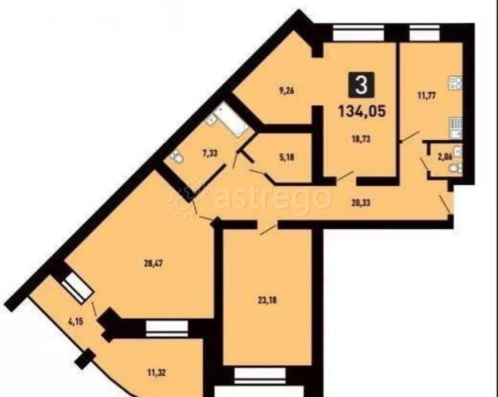 3-комн. квартира, 137.5 м2, 2/12 эт. Красноярск - изображение 1