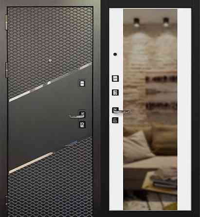 Входная дверь Palitra Antracit 321 Черный Кварц зеркало Ростов-на-Дону