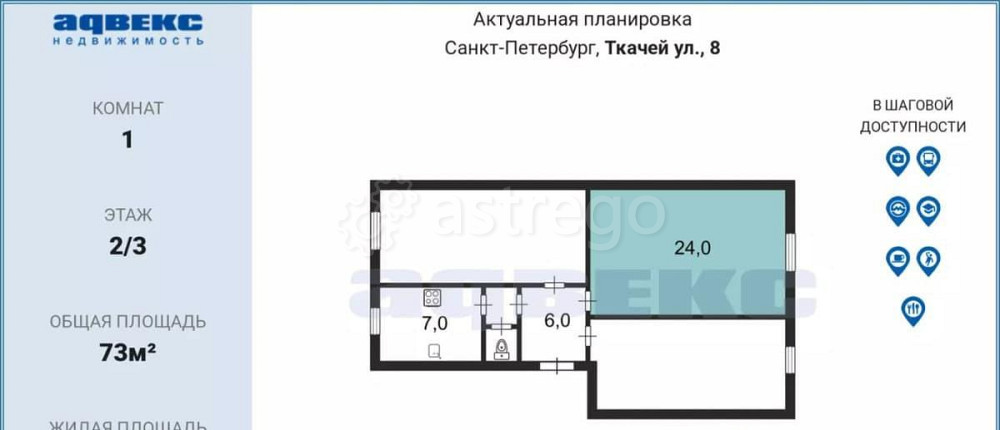 Комната, 24 м2, 2/3 эт. Санкт-Петербург - изображение 2