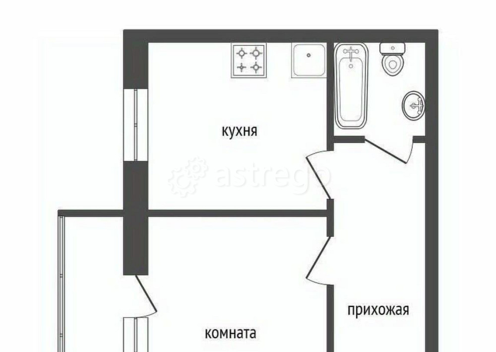 1-комн. квартира, 46.4 м2, 3/3 эт. Емельяново - изображение 2