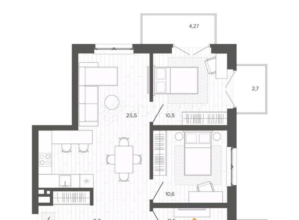 4-комн. квартира, 82.52 м2, 6/9 эт. Барнаул - изображение 1