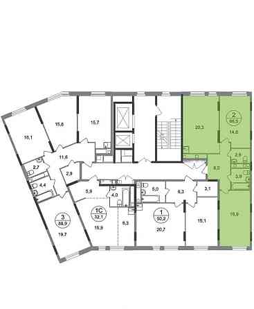 2-комн. квартира, 66 м2, 6/17 эт. Москва