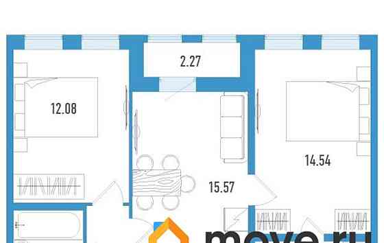 2-комн. квартира, 57 м2, 7/12 эт. Санкт-Петербург