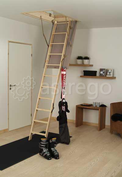 Деревянная чердачная лестница ЧЛ-02 (700х1200 L-2800) утепленная крышка Новосибирск - изображение 1