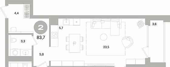 2-комн. квартира, 83.74 м2, 2/16 эт. Санкт-Петербург