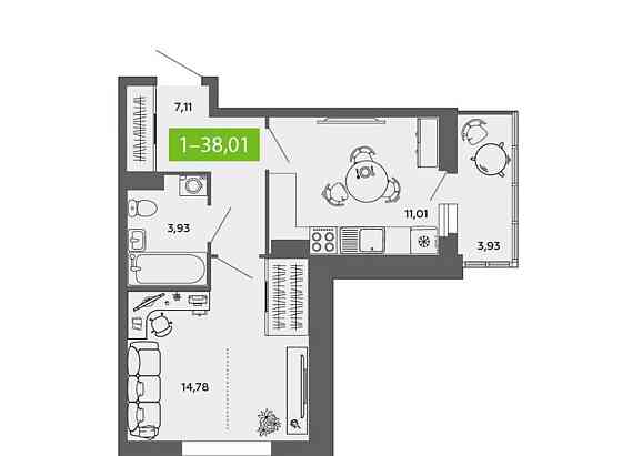 1-комн. квартира, 38.01 м2, 7/9 эт. Северодвинск