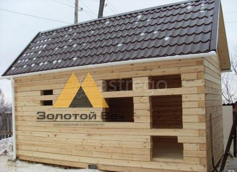 Баня 3х6 из строганного бруса 100х150 на свайном фундаменте Красноярск - изображение 1