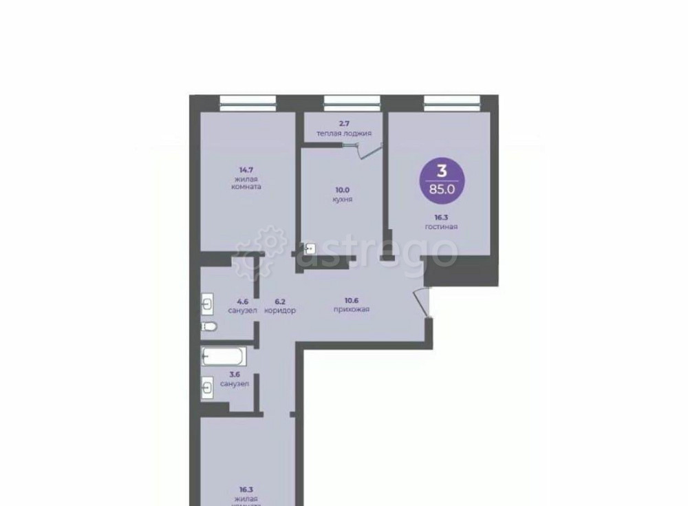 3-комн. квартира, 85 м2, 6/24 эт. Красноярск - изображение 1