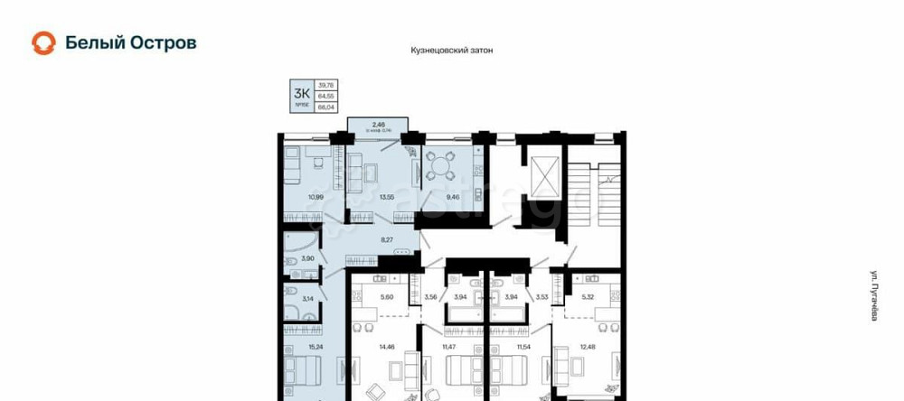 3-комн. квартира, 66.04 м2, 6/31 эт. Уфа - изображение 4