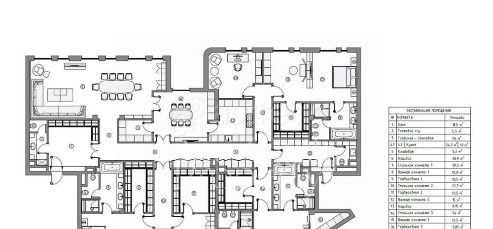 6-комн. квартира, 439.5 м2, 3/5 эт. Москва - изображение 6