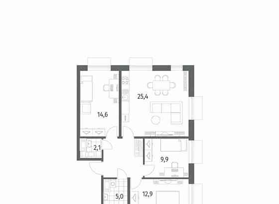 3-комн. квартира, 79.2 м2, 5/12 эт. Санкт-Петербург