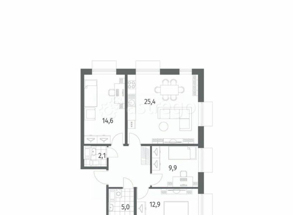 3-комн. квартира, 79.2 м2, 5/12 эт. Санкт-Петербург - изображение 2