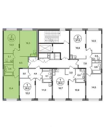 2-комн. квартира, 58 м2, 3/17 эт. Москва
