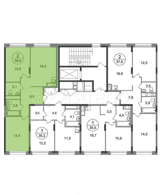 2-комн. квартира, 58 м2, 3/17 эт. Москва - изображение 4