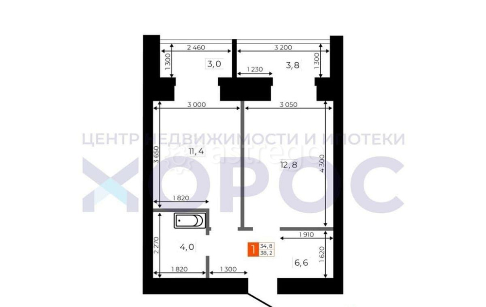 1-комн. квартира, 38 м2, 8/9 эт. Благовещенск - изображение 1