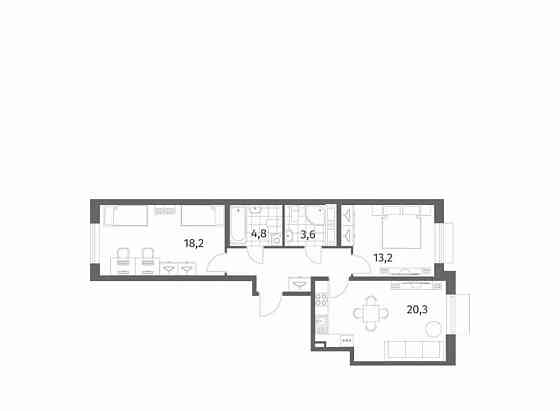 2-комн. квартира, 68.1 м2, 6/8 эт. Санкт-Петербург