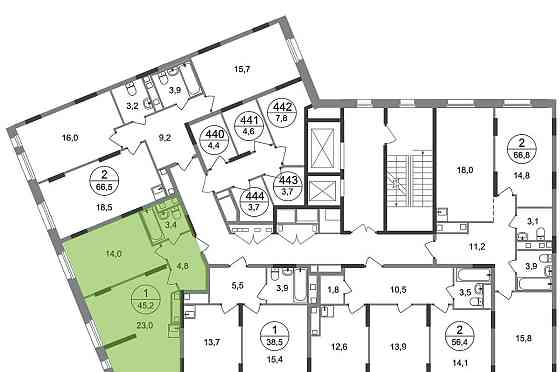 1-комн. квартира, 45 м2, 7/17 эт. Москва