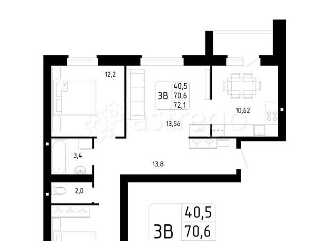 3-комн. квартира, 72 м2, 1/9 эт. Стерлитамак - изображение 1