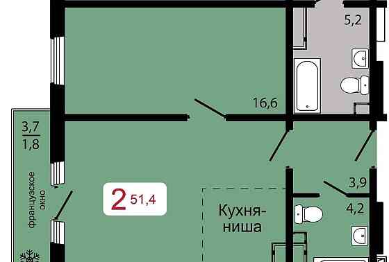 2-комн. квартира, 51.4 м2, 10/17 эт. Красноярск