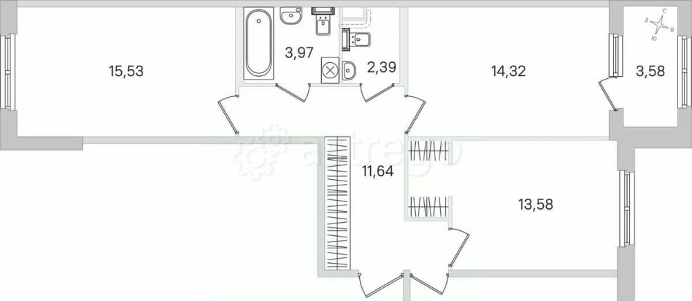 3-комн. квартира, 80.86 м2, 1/4 эт. Санкт-Петербург - изображение 1