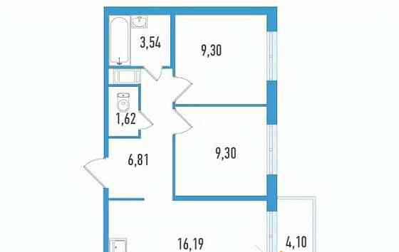 3-комн. квартира, 62.35 м2, 6/12 эт. Санкт-Петербург