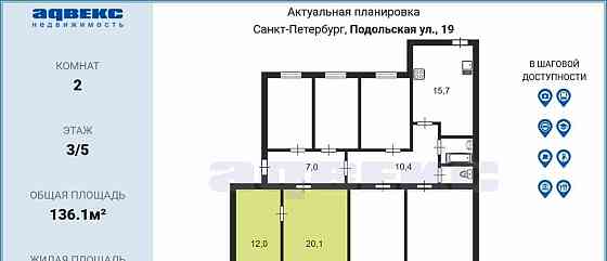 Комната, 32.2 м2, 3/5 эт. Санкт-Петербург