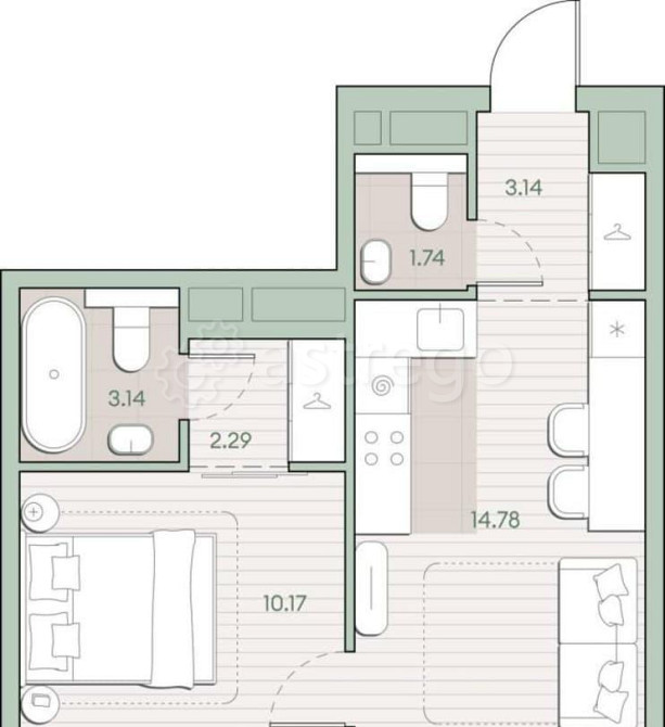 1-комн. квартира, 35.26 м2, 2/30 эт. Москва - изображение 5