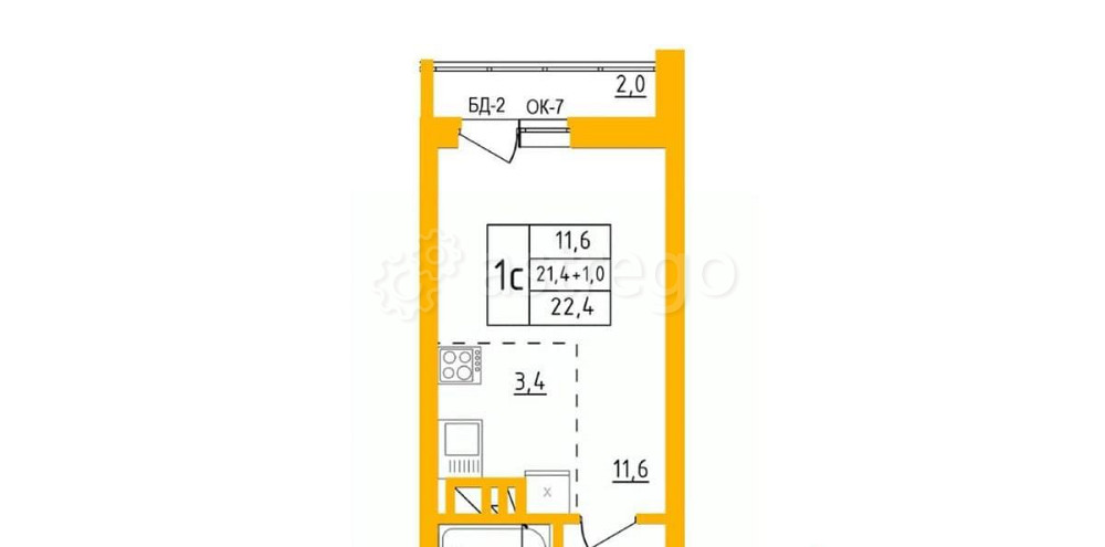 Студия, 22.5 м2, 10/27 эт. Уфа - изображение 1