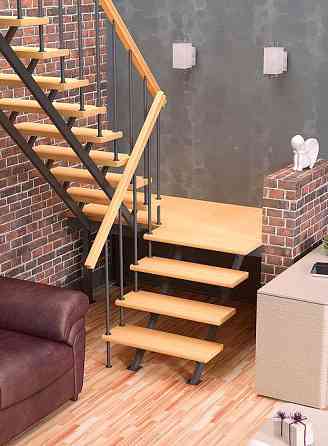 Модульная лестница на металлическом каркасе поворот на 180 универсальная ЛЕС-06 Новосибирск