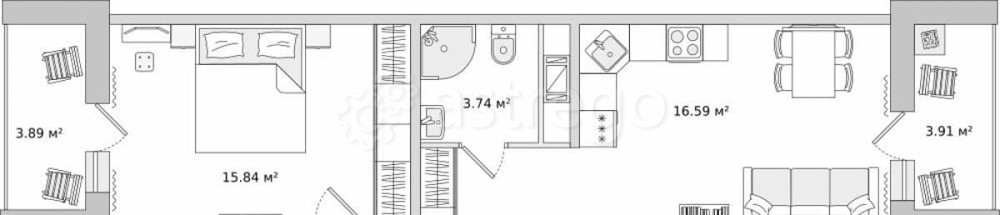 2-комн. квартира, 71.63 м2, 3/17 эт. Санкт-Петербург - изображение 1
