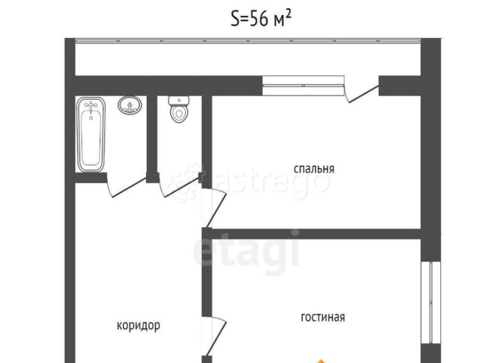 2-комн. квартира, 55.3 м2, 9/9 эт. Бийск - изображение 7