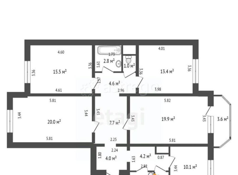 4-комн. квартира, 107 м2, 8/18 эт. Санкт-Петербург - изображение 6