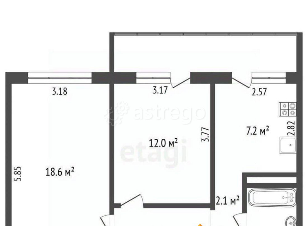2-комн. квартира, 50.5 м2, 2/9 эт. Архангельск - изображение 5