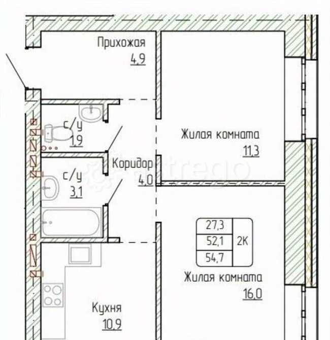 2-комн. квартира, 54.7 м2, 2/14 эт. Новоалтайск - изображение 1