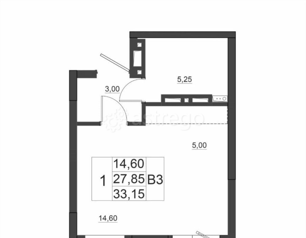 Студия, 33.4 м2, 2/17 эт. Красноярск - изображение 1
