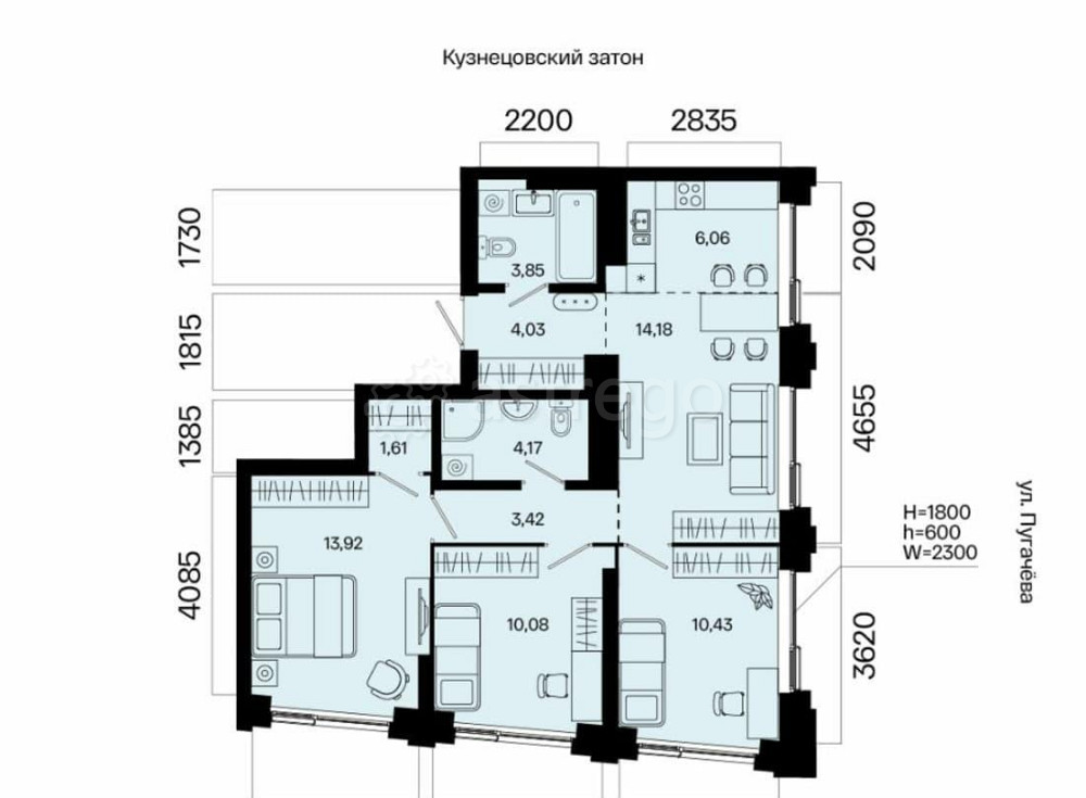 4-комн. квартира, 71.75 м2, 21/31 эт. Уфа - изображение 2