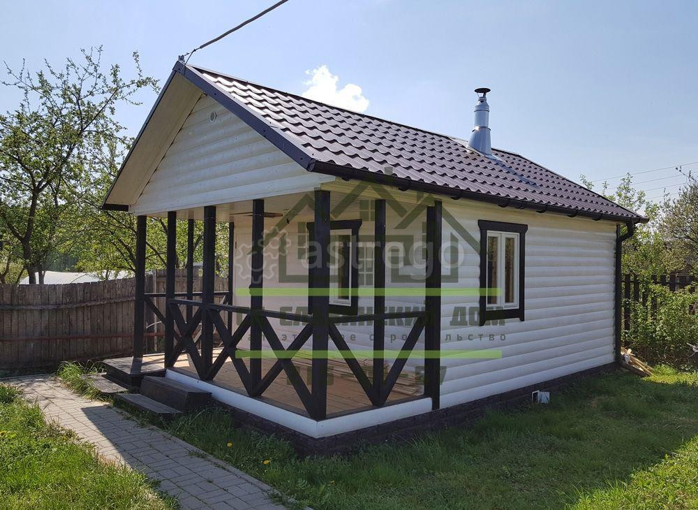 Строительство каркасной бани 4х4 м с террасой 2х4 м на свайном фундаменте Красноярск - изображение 1